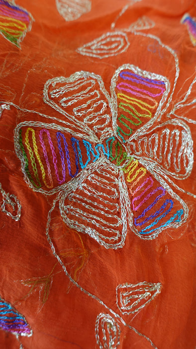Orange Vintage Embroidered Dupatta - New