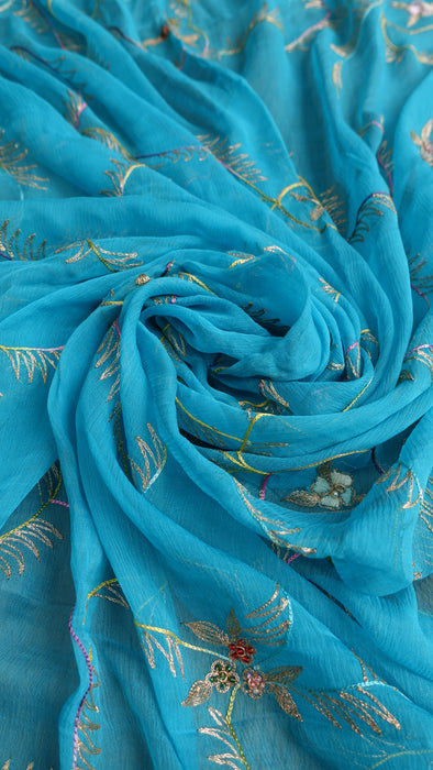 Blue Embellished Vintage Dupatta - New