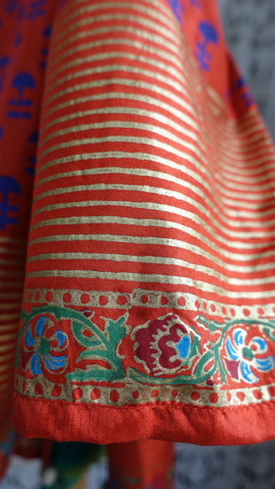 Rusty Red Khaadi Silk With Tassels - New