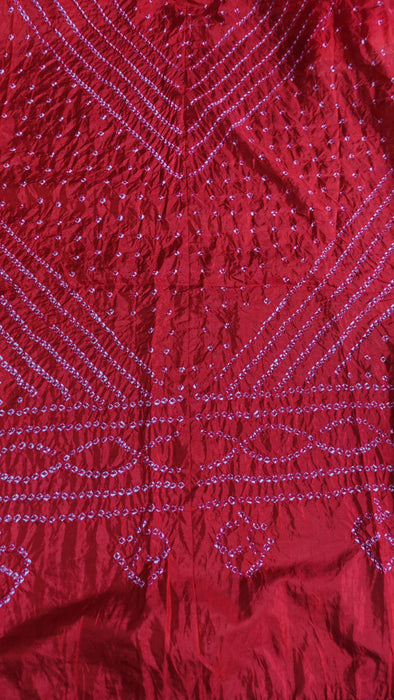 Red Crushed Bandhani Print Dupatta - Preloved