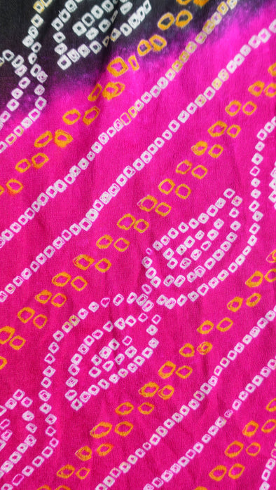 Black And Pink Bandhani Dupatta - New