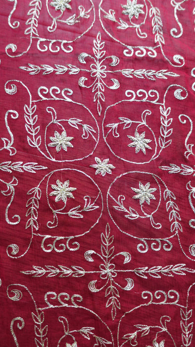 Dark Red Vintage Silk Chiffon Dupatta - New