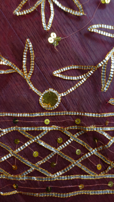 Red Gota Vintage Wedding Dupatta - New