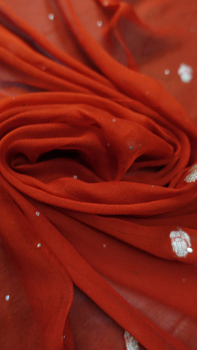 Burnt Orange Silk Chiffon Dupatta - Preloved