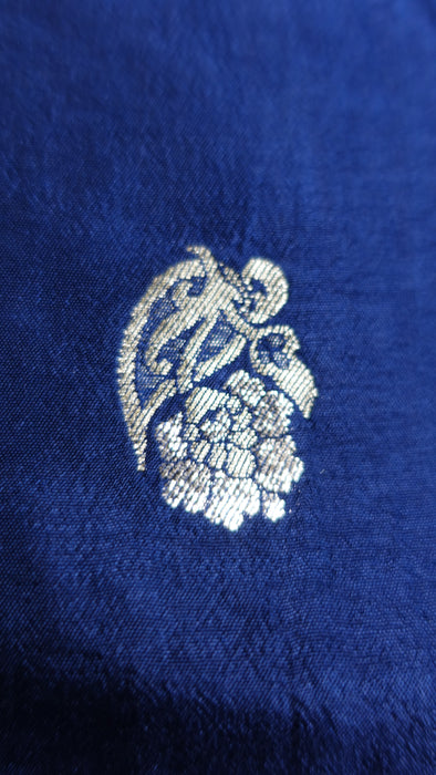 Navy Blue Banarsi And Gold Shawl - New