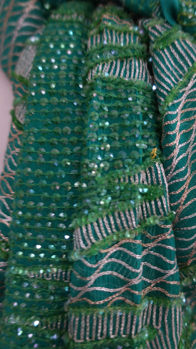 Green Vintage Sequinned Dupatta - New
