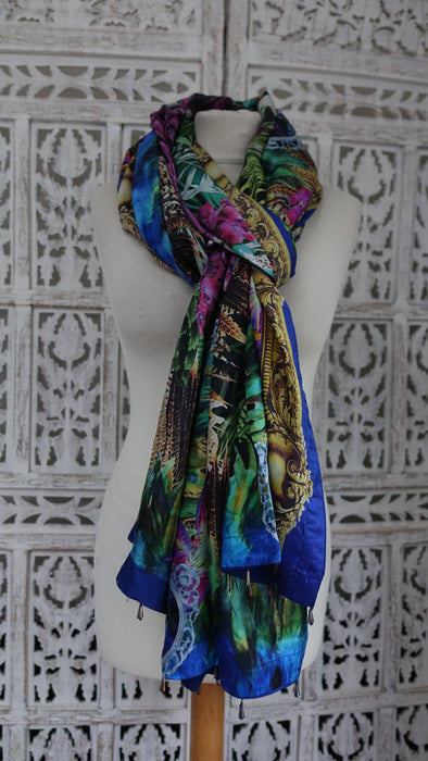 Multicoloured Vivid Silk Printed Dupatta -New