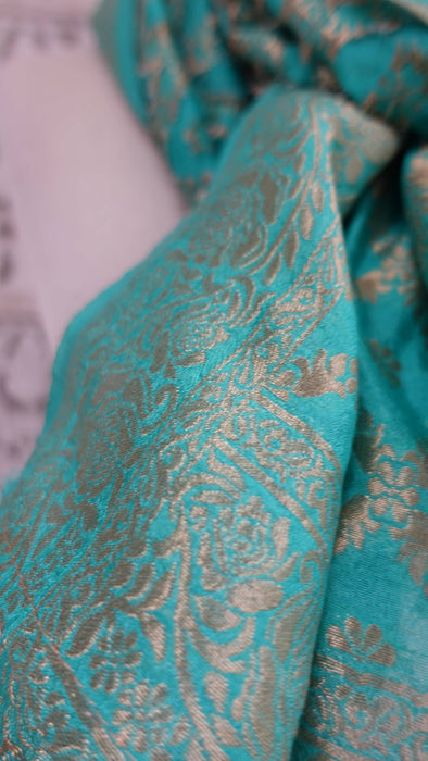 Sea Green And Gold Shawl - New