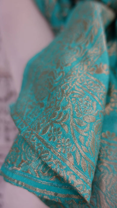 Sea Green And Gold Shawl - New
