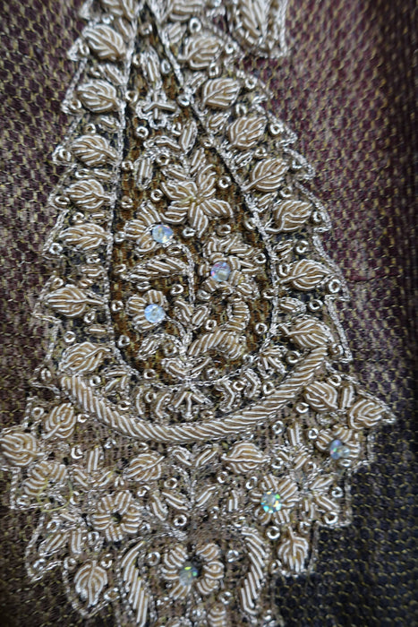 Caramel Linen Silk Blend Vintage Dupatta - Preloved