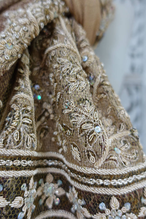 Caramel Linen Silk Blend Vintage Dupatta - Preloved