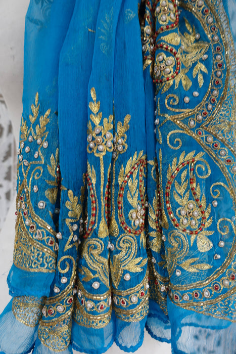 Peacock Blue Vintage Dupatta - New