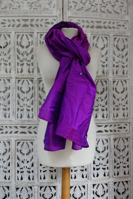 Purple Silk Vintage Dupatta - New