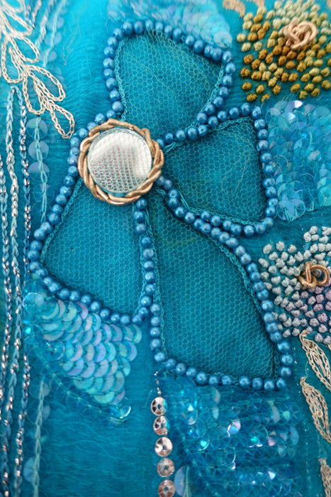 Blue Vintage Silk Chiffon Dupatta - Preloved