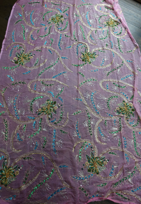 Pink Vintage Embellished Chiffon - New