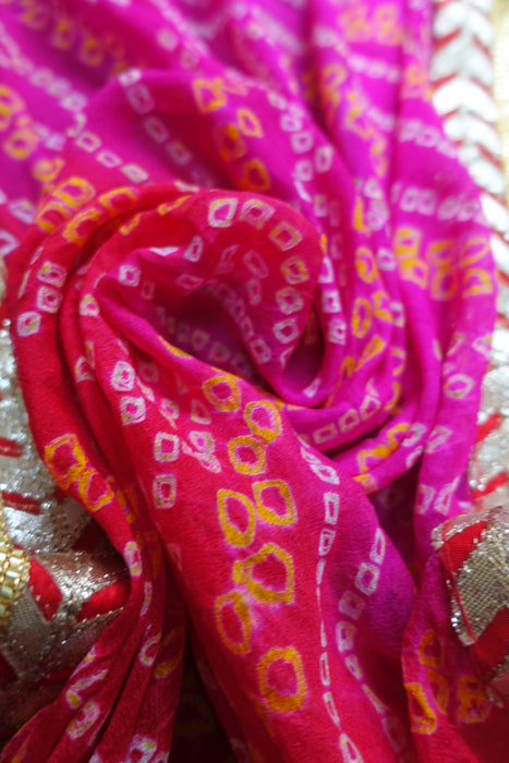 Pink Orange Bandhani Dupatta - New