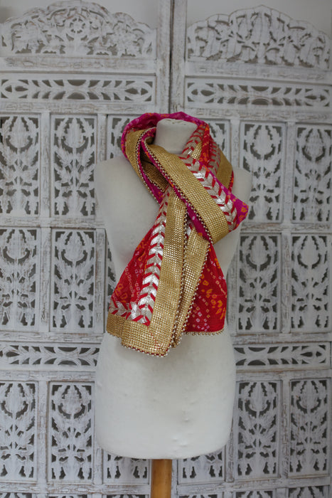 Pink Orange Bandhani Dupatta - New