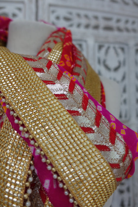 Pink Orange Bandhani Dupatta - New