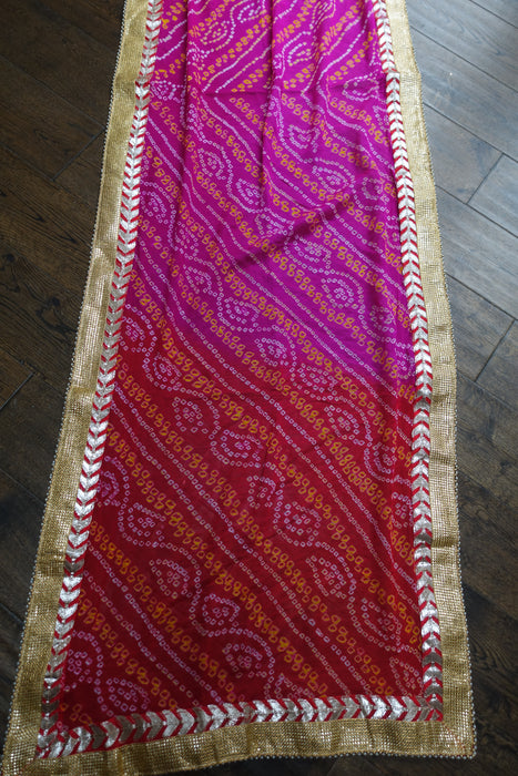 Pink Orange Bandhani Dupatta - New