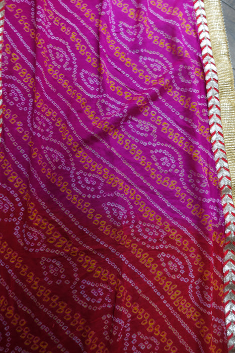 Pink Orange Bandhani Dupatta - New