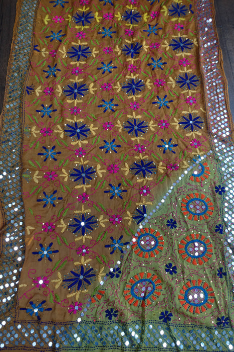 Tan And Brown Chiffon Faux Mirror Dupatta - New