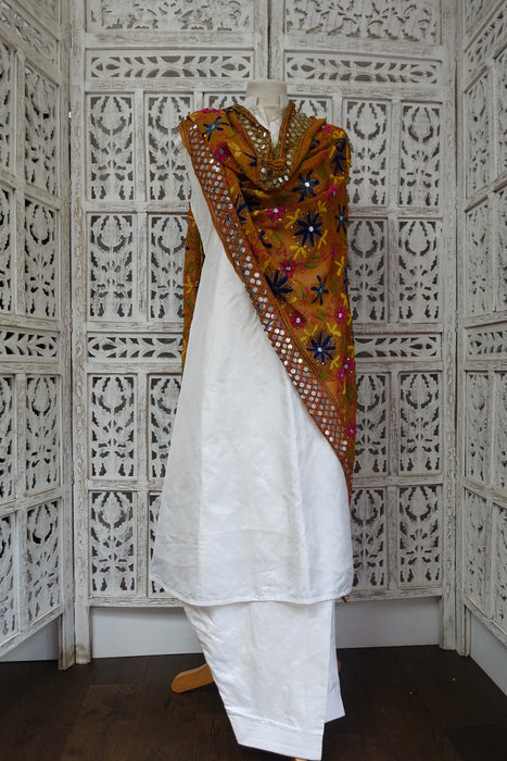 Tan And Brown Chiffon Faux Mirror Dupatta - New