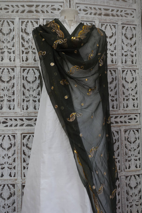 Olive Dark Green Vintage Dupatta - New