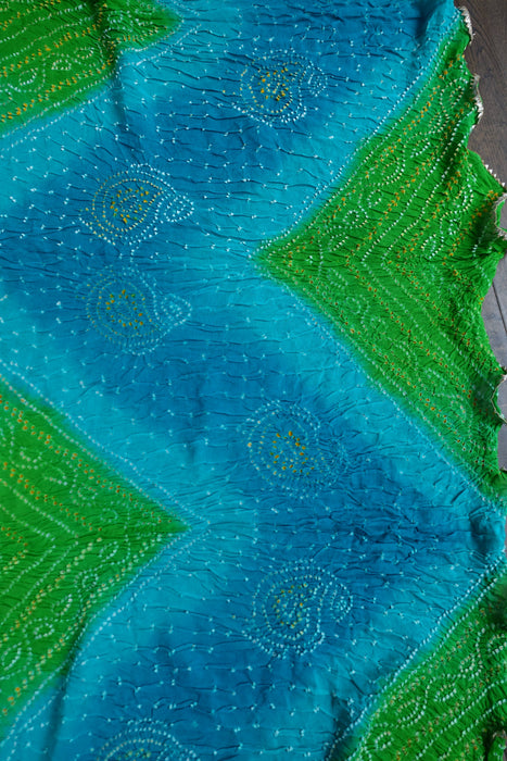 Green And Blue Crushed Silk Dupatta - New