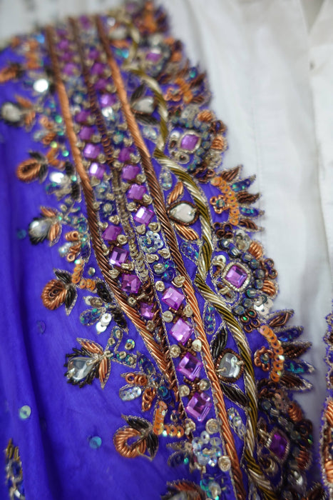 Purple Silk Heavy Beaded Dupatta - New