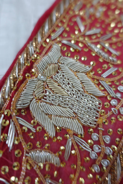 Red Zardosi Wedding Vintage Dupatta - New