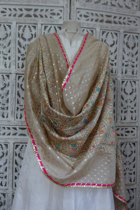 Cream Cotton Silk Dupatta - New
