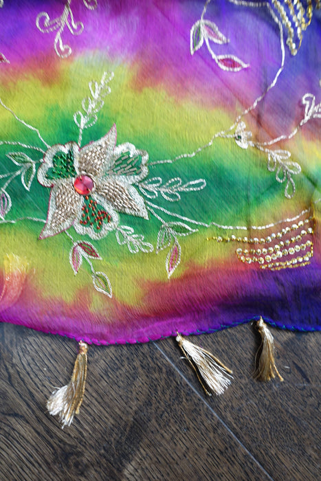 Multicoloured Vintage Zardosi Dupatta - New