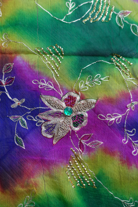 Multicoloured Vintage Zardosi Dupatta - New