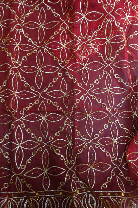 Red Gota Shikha Gota Vintage Wedding Dupatta - New
