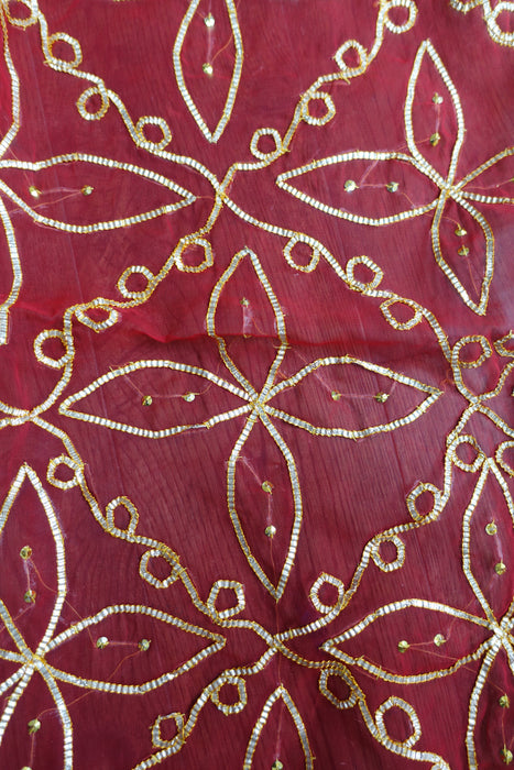 Red Gota Shikha Gota Vintage Wedding Dupatta - New