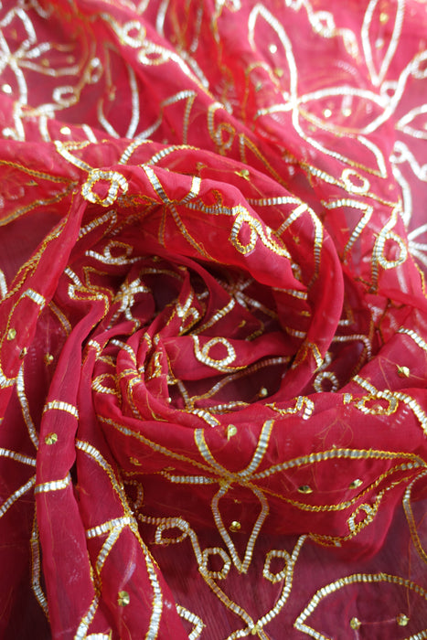 Red Gota Shikha Gota Vintage Wedding Dupatta - New