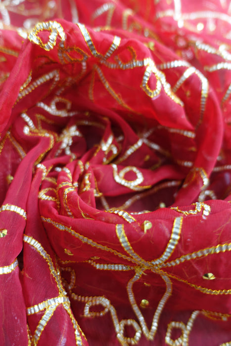 Red Gota Shikha Gota Vintage Wedding Dupatta - New