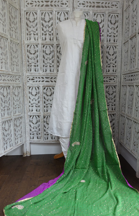 Gold Sequinned Double Backed Vintage Dupatta - New