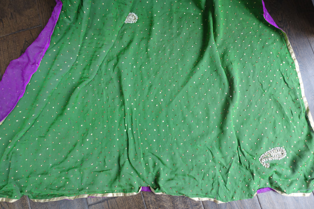 Gold Sequinned Double Backed Vintage Dupatta - New