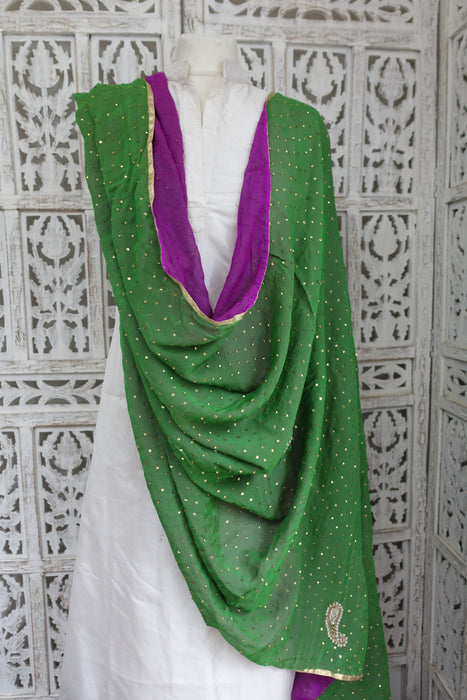 Gold Sequinned Double Backed Vintage Dupatta - New