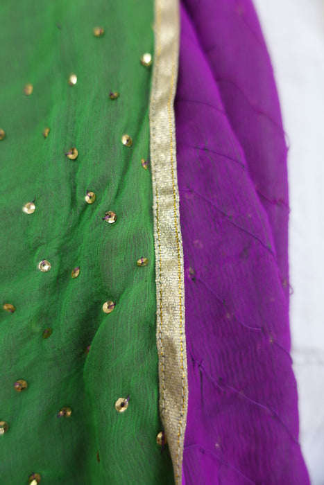 Gold Sequinned Double Backed Vintage Dupatta - New