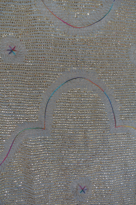 Cream Sequinned Vintage Dupatta - New