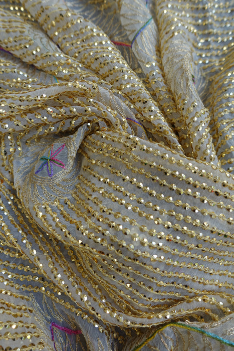 Cream Sequinned Vintage Dupatta - New