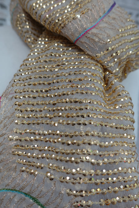 Cream Sequinned Vintage Dupatta - New