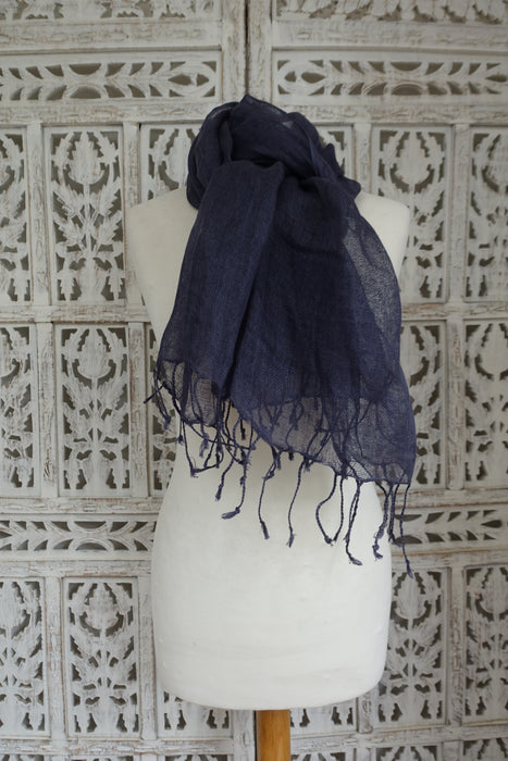 Bluey Grey Linen Blend Scarf - New