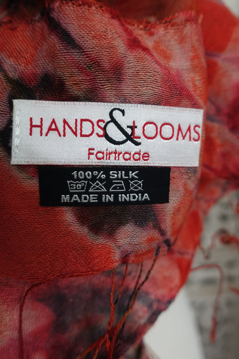 Red Silk Handloom Tie Dye Scarf- New