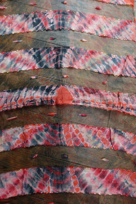 Red Silk Handloom Tie Dye Scarf- New