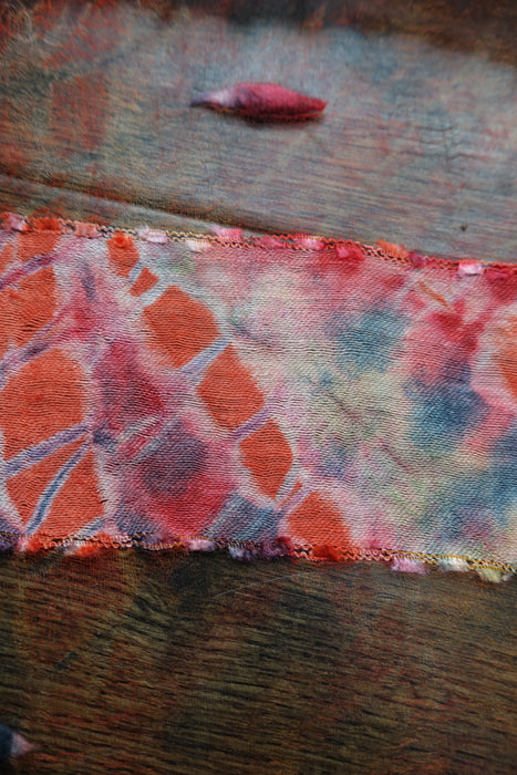 Red Silk Handloom Tie Dye Scarf- New
