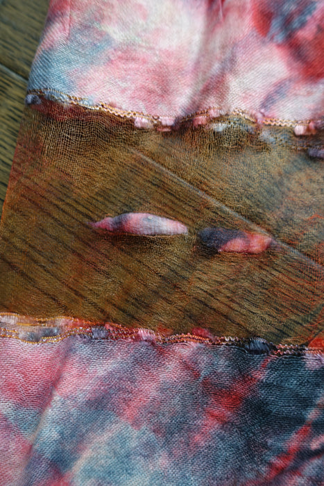 Red Silk Handloom Tie Dye Scarf- New