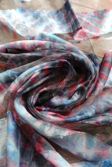 Black Silk Handloom Tie Dye Scarf- New
